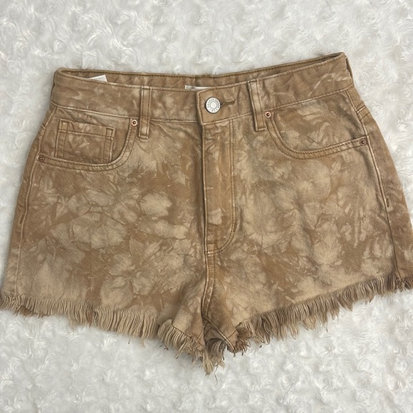 PACSUN WOMENS BROWN TIE DYE HIGH RISE FESTIVAL SHORTS - Picture 1 of 12